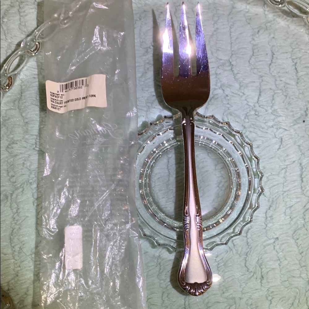 Gorham Valcourt pattern 18/8 Stainless Steel Cold Meat Serving Fork Ornate
